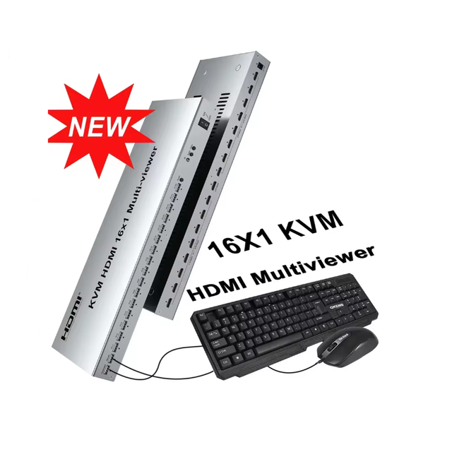 1080P USB KVM 16x1 HDMI Multi-viewer Support Mouse Keyboard Seamless Switch 16 Way Multiviewer Screen Divider on 1 TV Monitor