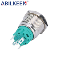 Aibeiken Interrupteur à bouton-poussoir momentané autobloquant en acier inoxydable 19 mm IP65 étanche 3A avec lumière LED