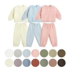 Tuta a maniche lunghe all'ingrosso Toddler Boys 100% cotone Fleece Fabric tute set di abbigliamento per bambini