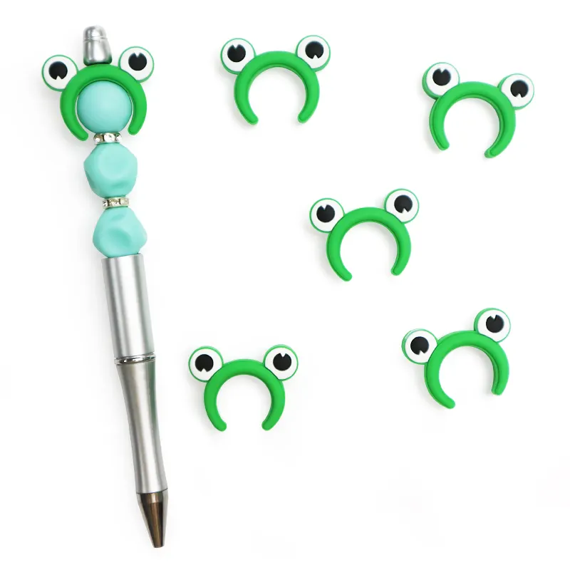 Fabrik großhandel Kopfband Perlen silikon DIY Fokus Perlen cartoon frosch Zahnschreiber Stift lose Perlen