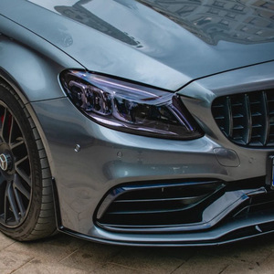 Mercedes-Benz Front Lip Splitter Piano Black Carbon Fiber Texture Tuning Style For C-Class Coupe C205 C63 AMG 2015-2022 - Product Image 3