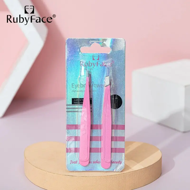 Wholesale Popular Cute Eyebrow Clip Stainless Steel Tweezers Slanted And Pointed Eye Brow Trimmer Clips Set