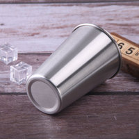 Tasse à bière empilable en métal à paroi simple avec logo personnalisé, en acier inoxydable brut, gobelet à café, verre à bière en métal à paroi simple