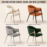 Chaise de salle à manger italienne de luxe léger, moderne et minimaliste, design décontracté pour restaurant, dossier en laine d'agneau, structure en acier pour la maison