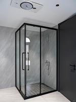 Mampara de Ducha de Vidrio Templado de Nuevo Diseño, 8 mm de Grosor, Moderna, de Aluminio Negro, Puerta Pivotante para Baño de Hotel, Ecológica