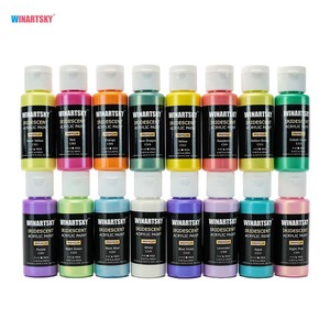 Sơn acrylic óng ánh, 18 màu, chai 2 oz/60ml, chuyển màu, sơn trên đá, gỗ vải, vải, gốm & đá - Product Image 6