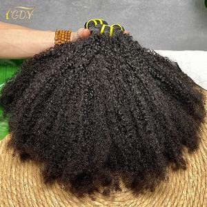 Cachos <span class=keywords><strong>Afro</strong></span> Kinky Cabelo Humano em Tufos 12A Tufos de Cabelo 100% Bruto Não Processado Cabelo Humano Virgem a Granel Trama Cacheada 4B 4C para Tranças - Product Image 1