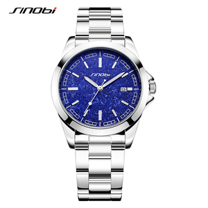 Montre à quartz pour homme Sinobi, bracelet en acier inoxydable, cadran bleu, étanche 30 m, montre-bracelet pour affaires - Product Image 5