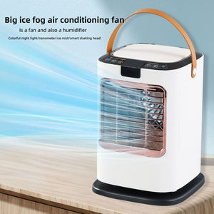 Mini-refroidisseur d'air portable à tête oscillante réglable sur 6 vitesses, ventilateur de refroidissement rechargeable par USB avec veilleuse - Product Image 4