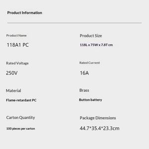<span class=keywords><strong>Prise</strong></span> électrique standard américaine 16A 110V avec USB et interrupteur tactile, anti-effraction pour usage domestique et commercial - Product Image 4