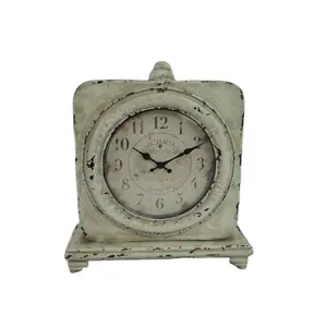 Shabby Chic Meja Kecil Antik Persegi Jam Alarm Analog