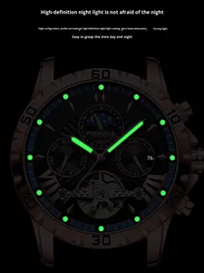 Orologio da Polso Meccanico Automatico da Uomo in <span class=keywords><strong>Oro</strong></span> con Tourbillon, Fasi Lunari, Multifunzione di Alta Gamma, Cassa in Metallo Luminoso - Product Image 4