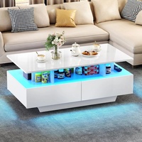 Design moderne nordique grande taille haute brillance noir Table basse panneau en bois meubles de maison pour salon