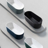 Baignoire Spa Autoportante en Acrylique Ovale, Surface Solide, Écologique, Design Moderne d'Angle pour Salle de Bain Adulte