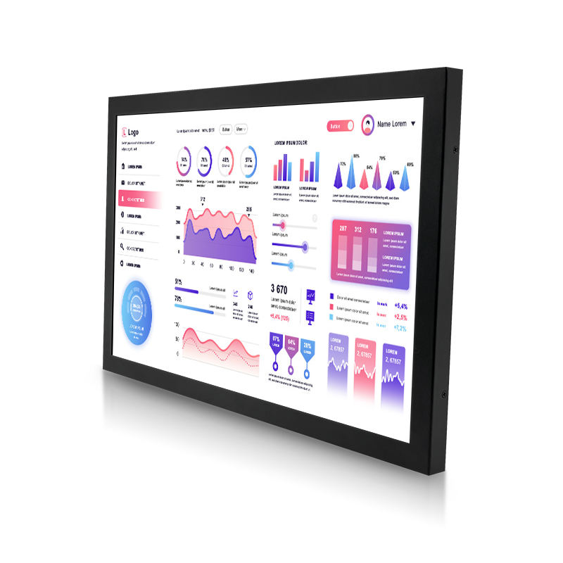 New 23.6 Inch Industrial LCD Monitor VESA Wall Mounted Resistive Touch Screen Display HD-MI DVI VGA USB 1080