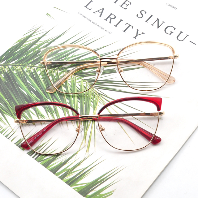 Metal Cat Eye Glasses Frames for Women Cute Myopia Optical Prescription Eyeglasses Frames Vintage Fashion Eyewear