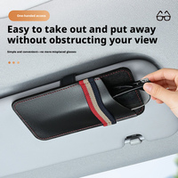 Boîte à lunettes multifonctionnelle en cuir PU pour voiture, clip pour lunettes de soleil sur pare-soleil, support universel pour documents pour l'intérieur de la voiture