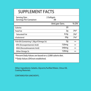 Cápsulas de Aceite de Pescado Omega 3 de Marca Privada con Grasa Total, Apoya la Salud del Corazón y el Cerebro, Apoya la Salud en General - Product Image 2