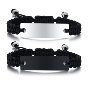 Fashion square bar Charm Bracelet Custom <b>Engraved</b> Blank Bend Brand Braid Bracelet - Product Image 2