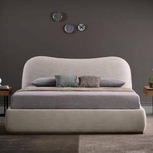 Lit King Size en Lin Capitonné de Luxe Tête de Lit Courbée Moderne Design <span class=keywords><strong>Chic</strong></span> Meubles de <span class=keywords><strong>Chambre</strong></span> à <span class=keywords><strong>Coucher</strong></span> Ensemble de Lit - Product Image 1
