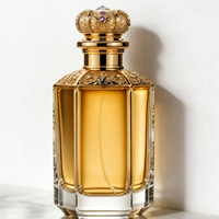 Flacon de parfum en verre cristal de luxe avec bouchon couronne dorée ornée pour emballage et cadeaux de parfums haut de gamme