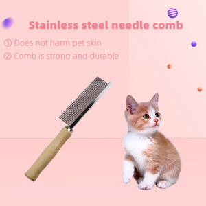 Peine de una sola fila con mango de madera para peluquería de perros y gatos, peine LARGO DE 7,67 pulgadas, venta al por mayor - Product Image 6