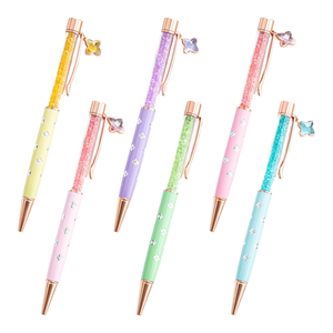 Penna a Sfera <span class=keywords><strong>in</strong></span> Metallo con Logo Personalizzato, Cristalli Glitterati, Oro Rosa, Penna Promozionale Multicolore con Diamanti per Studenti - Product Image 1