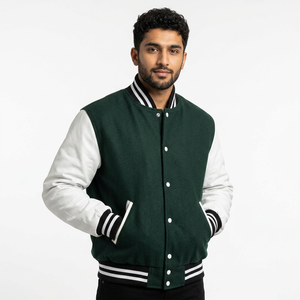 2025 Loose Fit Blue Varsity Jacket for <b>Men</b> Stand Collar Waterproof Breathable Warm Cotton Fleece Letter Pattern - Product Image 1