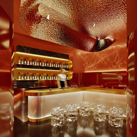 Comptoir de bar interactif LED de luxe, design lumineux RGB, ensemble de mobilier commercial pour club, service de mise en scène intérieure moderne pour boîte de nuit