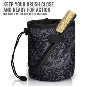 Échantillon Gratuit : Sac à Craie Personnalisé avec Carte Topographique Icôniqne et 2 Poches Zippées, Porte-Brosse, pour l'Escalade - Product Image 5