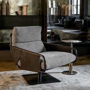 家具家居家具玻璃纤维餐饮<span class=keywords><strong>Imola</strong></span>现代设计师奢华生活旋转休闲皮革休息室口音沙发椅 - Product Image 1