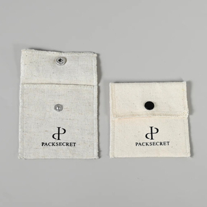 Pochette en tissu de chanvre PACKSECRET, petite, personnalisable avec logo, en coton doux et lin, pour emballage de bijoux - Product Image 1