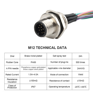 Nhà máy tùy chỉnh M12 hàng không cắm & ổ cắm 2-17 pin-hàn loại nam/nữ bảng điều khiển gắn kết IP67 PCB kết nối với pre-có dây - Product Image 2