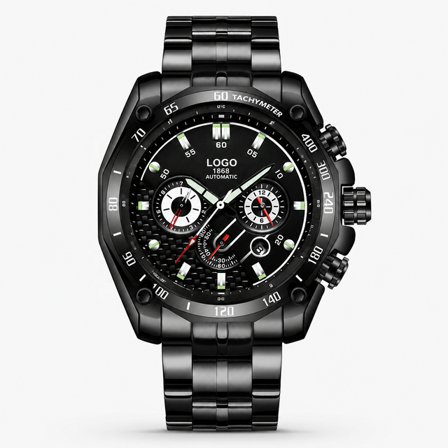 Fashionable Luxury Multifunctional Fully Automatic Mechanical Watch Luminous Stainless Steel Alloy Pointer 30M Water Resistant