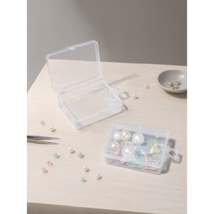 Boîte de rangement en plastique transparente de petite taille avec couvercle à charnière pour bijoux, perles, pièces détachées, rangement domestique - Product Image 3