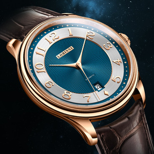 Montre mécanique automatique de luxe pour homme, boîtier en acier inoxydable, bracelet en cuir et acier inoxydable, cadran en cristal saphir, <span class=keywords><strong>5BAR</strong></span> - Product Image 4