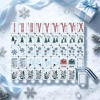 Geling Faible MOQ Hiver Thème Traîneau 160 Tuiles de Mahjong en Acrylique Gravées Blanches Mini Chinoises et Américaines Économiques 1 Ensemble