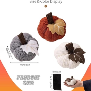 Nueva Mini Calabaza Tejida de Otoño con Decoración de Hojas de Arce, Adorno para Centro de Mesa de Halloween y Día de Acción de Gracias, Regalos - Product Image 6