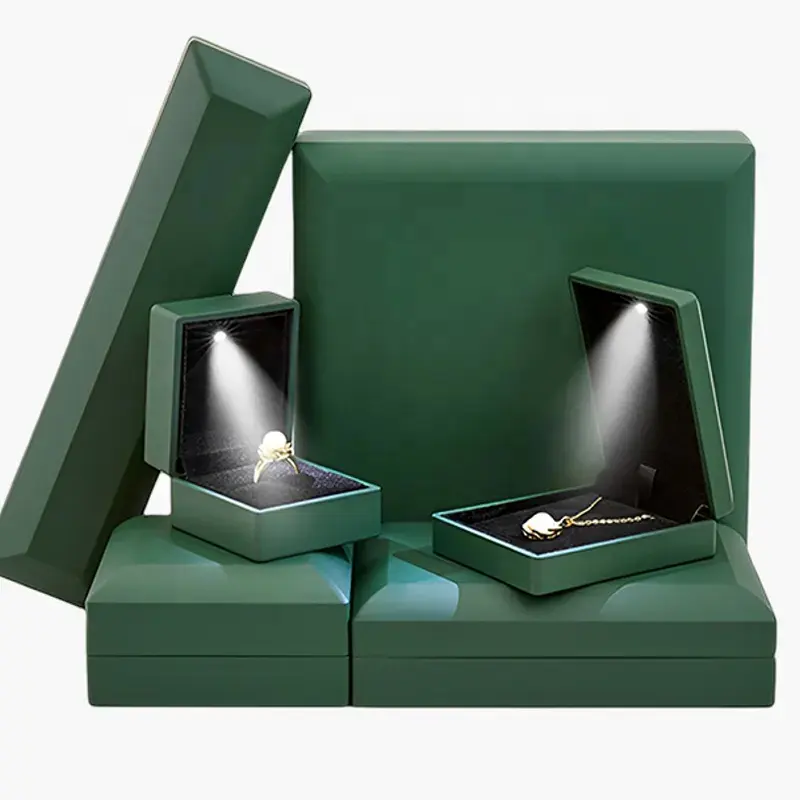 Пользовательские светодиодные Ювелирные изделия витрины Серьги Ожерелье Браслет безделушка коробка для хранения кольца ювелирные изделия упаковочные коробки с подсветкой