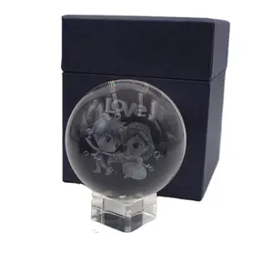 3d 激光蚀刻 50毫米 80毫米 100毫米空白雕刻印刷 k9 水晶球装饰水晶礼品