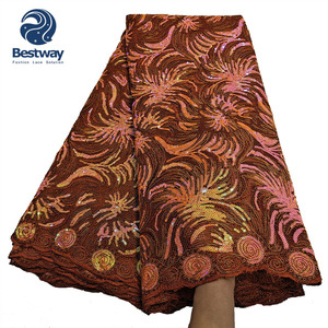 2021 encaje de red suave africano elegante tela de secuencia de Color blanco encaje brillante Venta caliente - Product Image 2