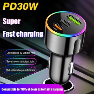 Cargador de Coche con Luz Ambiental Colorida, 60W PD 30W Tipo C, Carga Rápida, Doble Puerto - Product Image 5
