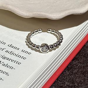 Anillo Redondo de Plata de Ley S925 con Circonita, Diseño Geométrico Vintage, Simple y Elegante, Anillo Abierto Chapado en Oro Rosa de 18K - Product Image 1