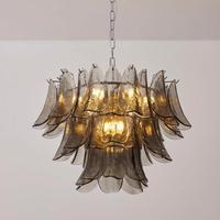 Lustre de luxe en verre de Murano de style français gris fumée pour restaurant, chambre d'hôtel et décoration de villa lumière ambiante élégante