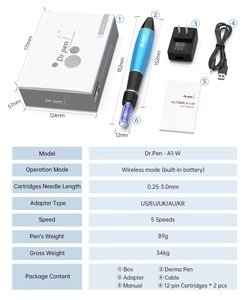 <span class=keywords><strong>Dr</strong></span>. <span class=keywords><strong>Pen</strong></span> Oficial Original Derma <span class=keywords><strong>Pen</strong></span> <span class=keywords><strong>A1W</strong></span> Agujas Ajustables 3 mm 9 24 Pines Nano MTS PMU Máquina de Microneedling para Cuidado de Belleza - Product Image 5