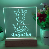 Livraison directe Veilleuse personnalisée gravée unique Cadeaux pour enfants Nom personnalisé Lune et étoiles Acrylique 3D USB Lampe