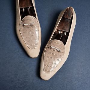 Mocassins Homme Style Britannique Décontracté Chic Formel en Cuir Gaufré Rehaussant la Taille Haute Qualité - Product Image 4