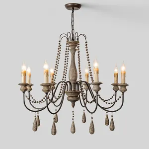 Classic country vintage wood art iron art old lamps and lanterns personality retro decoration lights lighting chandelier