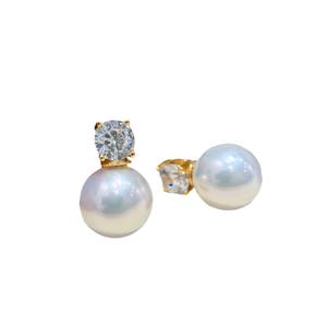 Boucles d'oreilles en argent S925 22187 avec perles rondes de 9 à 13 mm, style grande reine, avec support vide pour la création de bijoux DIY - Product Image 5