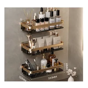 Oem Badkamer Organizer 3 Pack Opknoping Douche Caddy Met Geen Spoor Zelfklevende Haak Douche Plank 33.3Cm